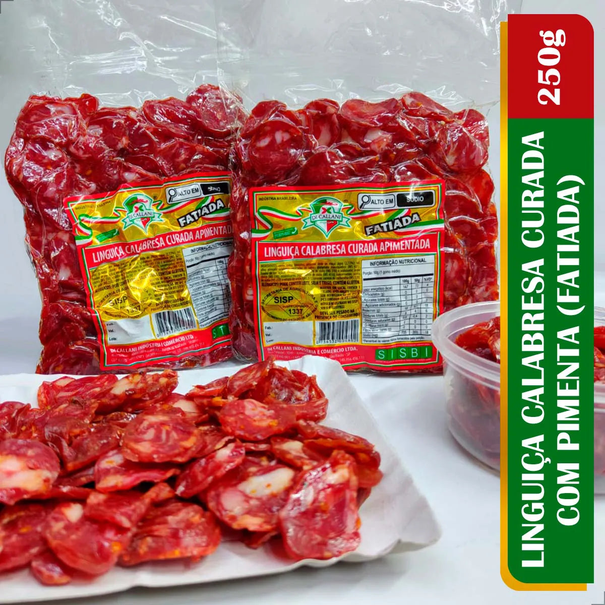 Linguiça Calabresa Fatiada (com Pimenta) 250g - Di Callani